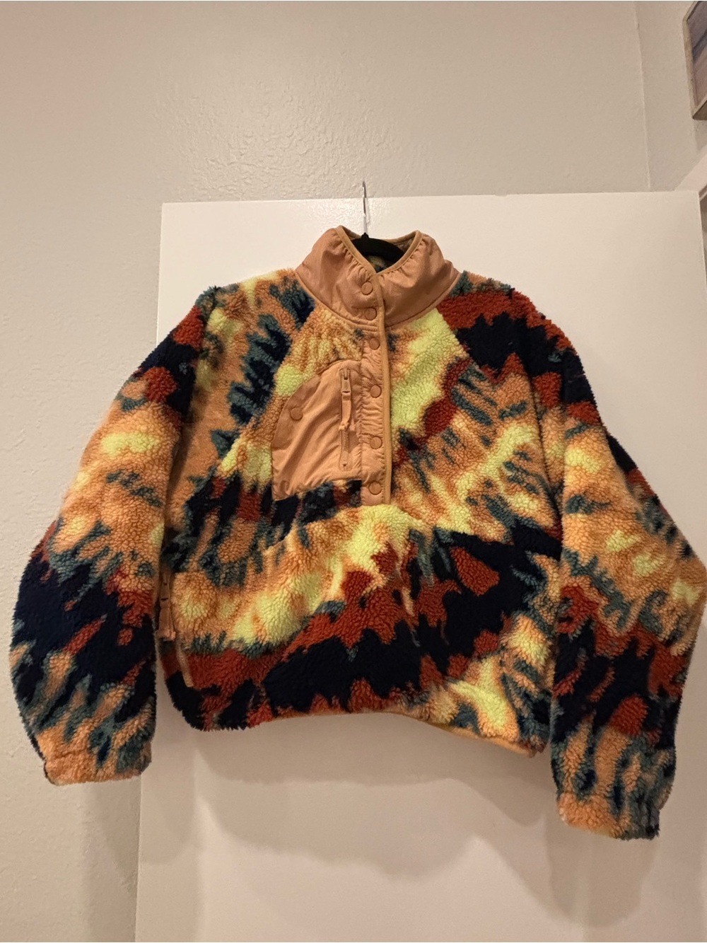 Free People FP Movement Hit the Slopes Printed Fleece 1/4 Zip Snap Button Cozy